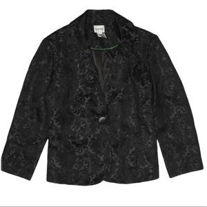 Vintage Chico’s Black Cropped Blazer Jacket Embroidered Size 1 8/Medium